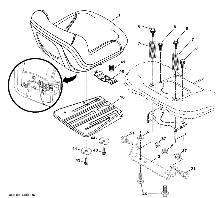 Seat Diagram and Parts List for YTH1942 (96048010200)(2021-7) Husqvarna Lawn Tractor