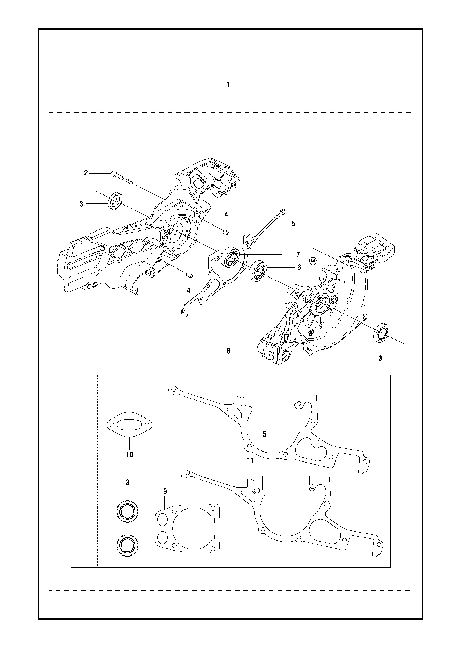Crankcase Diagram and Parts List for K970II 2014-02 Husqvarna Circular Saw