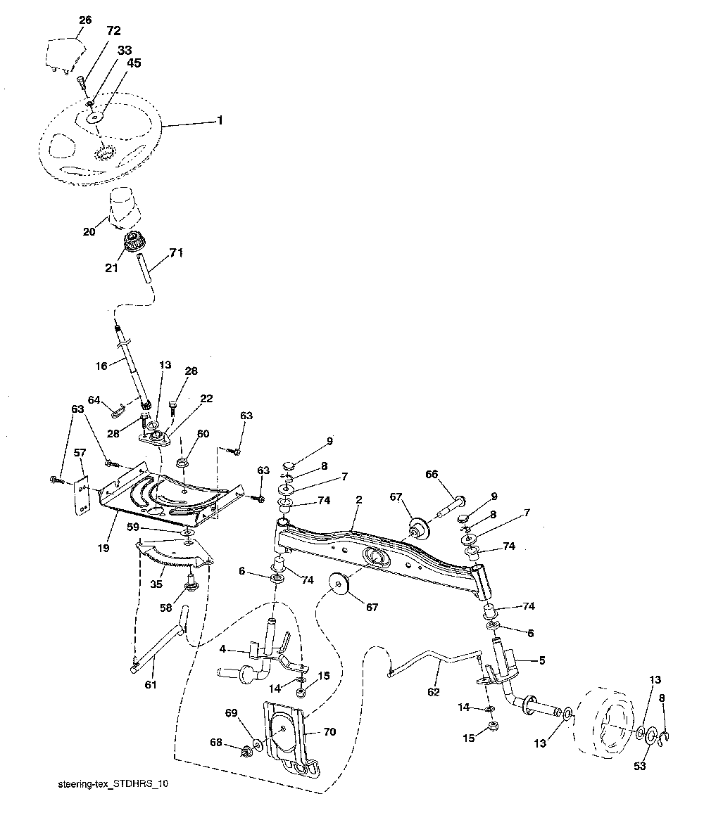 Steering Diagram and Parts List for 917280022  Husqvarna Lawn Tractor
