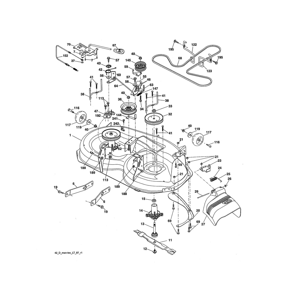 Mower Deck Diagram and Parts List for 917223810  Husqvarna Lawn Tractor
