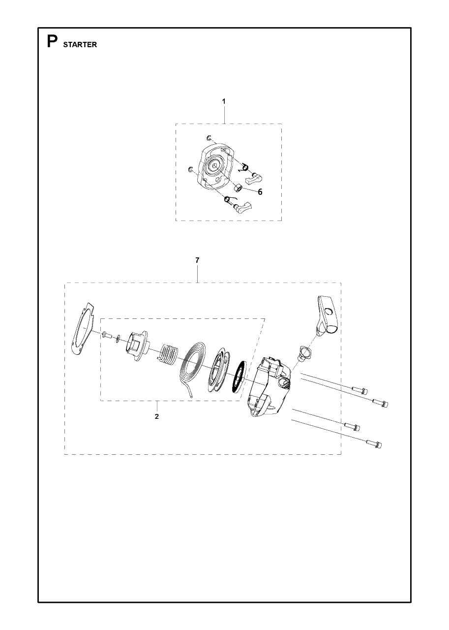 Starter Diagram and Parts List for 331R 20191400001 & Above Husqvarna Brush Cutter