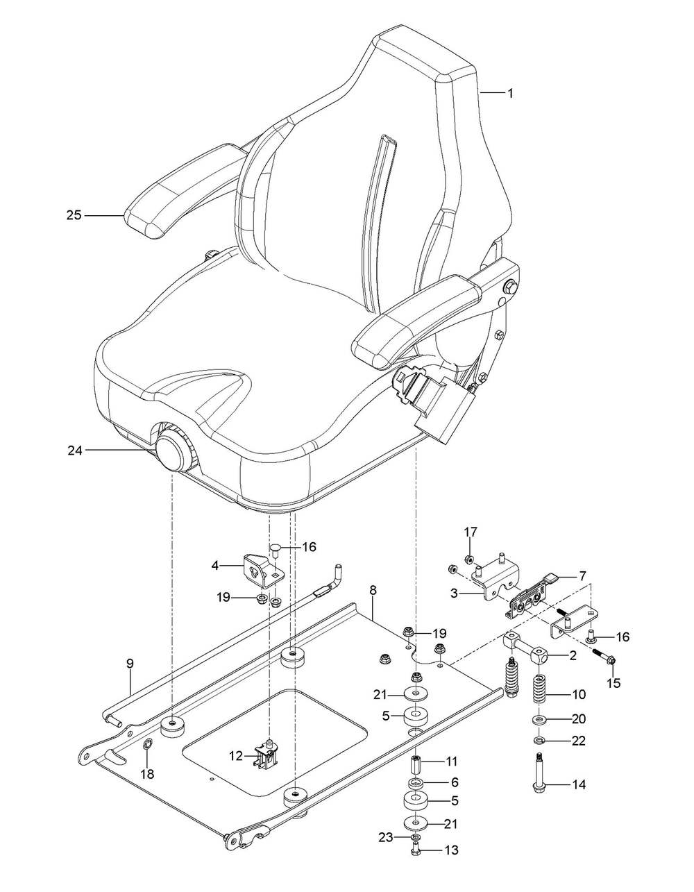 Seat Diagram and Parts List for Z560LS  Husqvarna Lawn Tractor