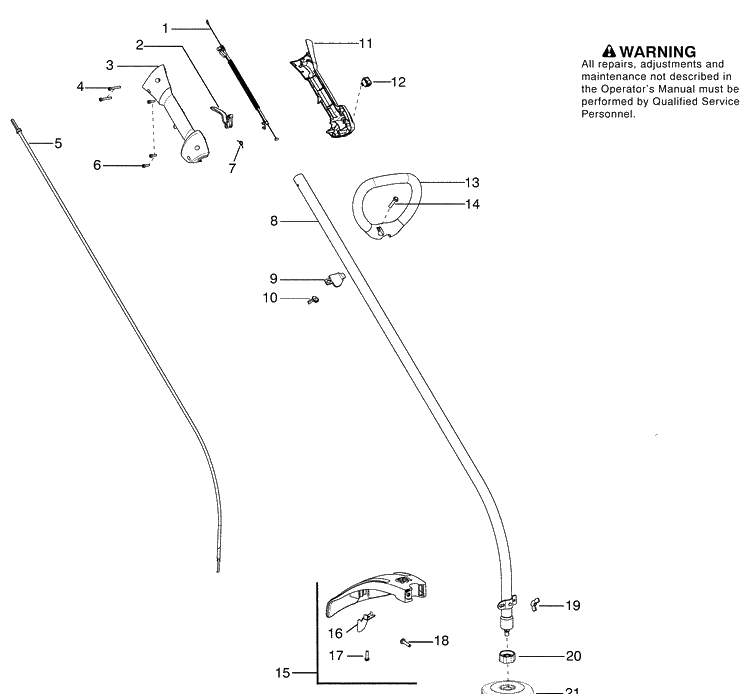 Handle And Controls Diagram and Parts List for 128C (530165592)(2009-09) Husqvarna Trimmer
