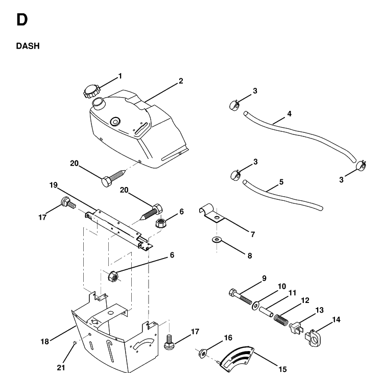 Dash Diagram and Parts List for LT125 1998-02 Husqvarna Lawn Tractor