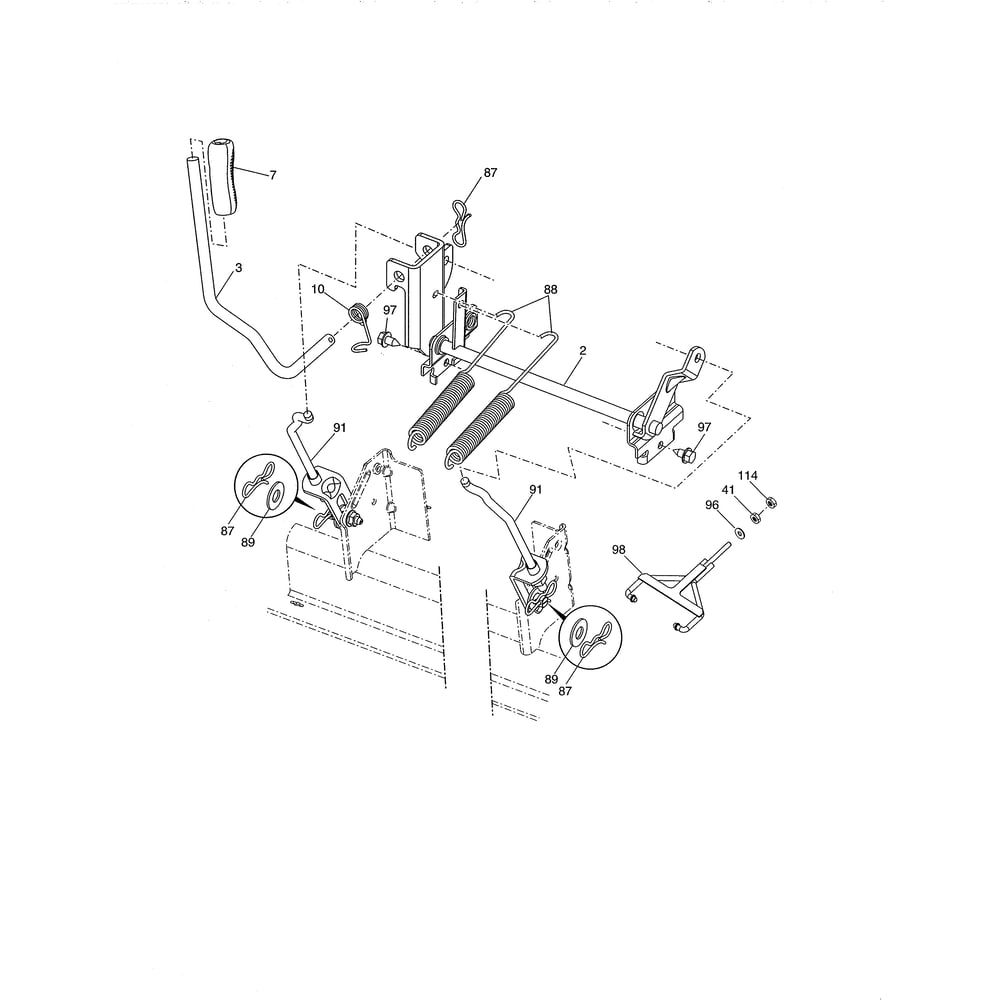 Mower Lift Diagram and Parts List for YT42DXLS-96043020400  Husqvarna Lawn Tractor