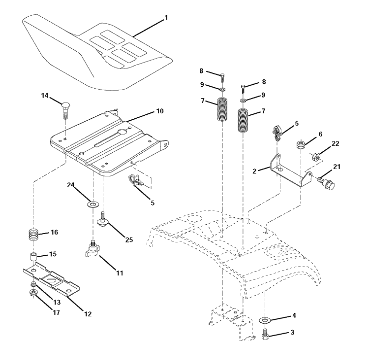 Seat 2 Diagram and Parts List for CTH150-TWIN 2010-01 Husqvarna Lawn Tractor