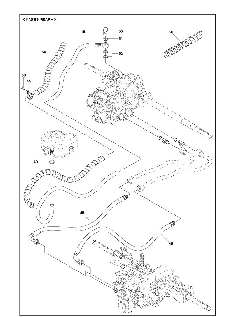 Chassis Rear Diagram and Parts List for R316TXSAWD (966757801)(2012) Husqvarna Lawn Mower