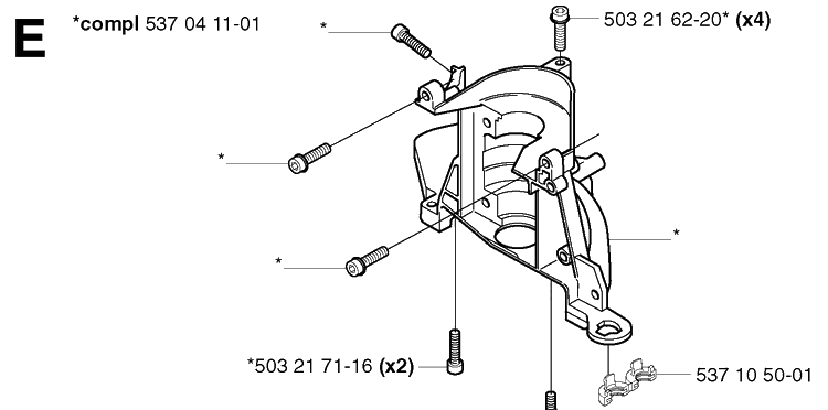 Clutch Cover Diagram and Parts List for 323HD60 20022200001-20062300000 Husqvarna Hedge Trimmer