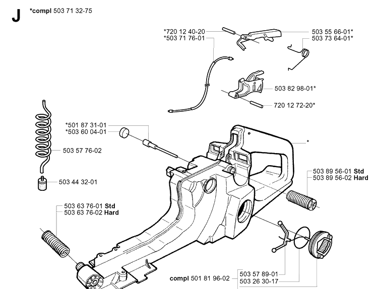 Fuel Tank 2 Diagram and Parts List for 365 20020100001-20034400000 Husqvarna Chainsaw