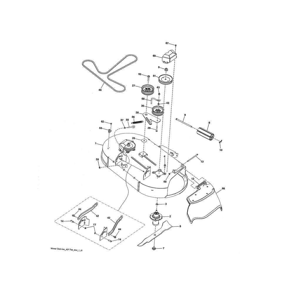 Mower Deck Diagram and Parts List for 96043020300  Husqvarna Lawn Tractor