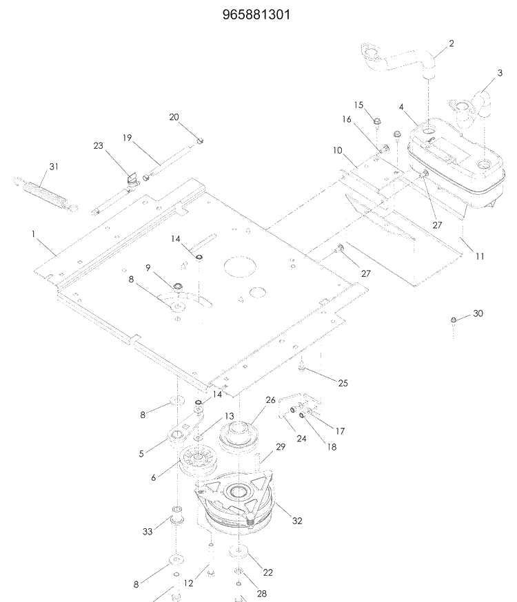 Engine Plate 2 Diagram and Parts List for RZ5424 (965881301)(2009-01) Husqvarna Lawn Mower