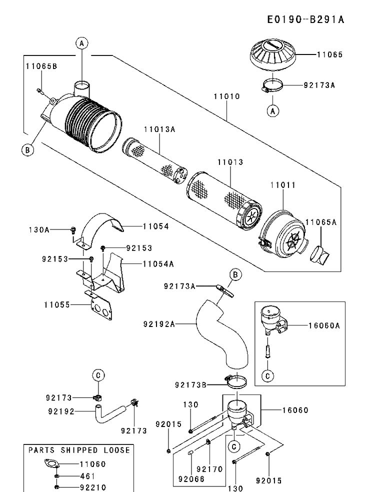 Air Filter And Muffler Diagram and Parts List for FX801V-ES00 2017-09 Husqvarna Engine