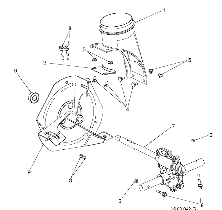 Auger Housing And Impeller 7 Diagram and Parts List for ST230  Husqvarna Snow Blower
