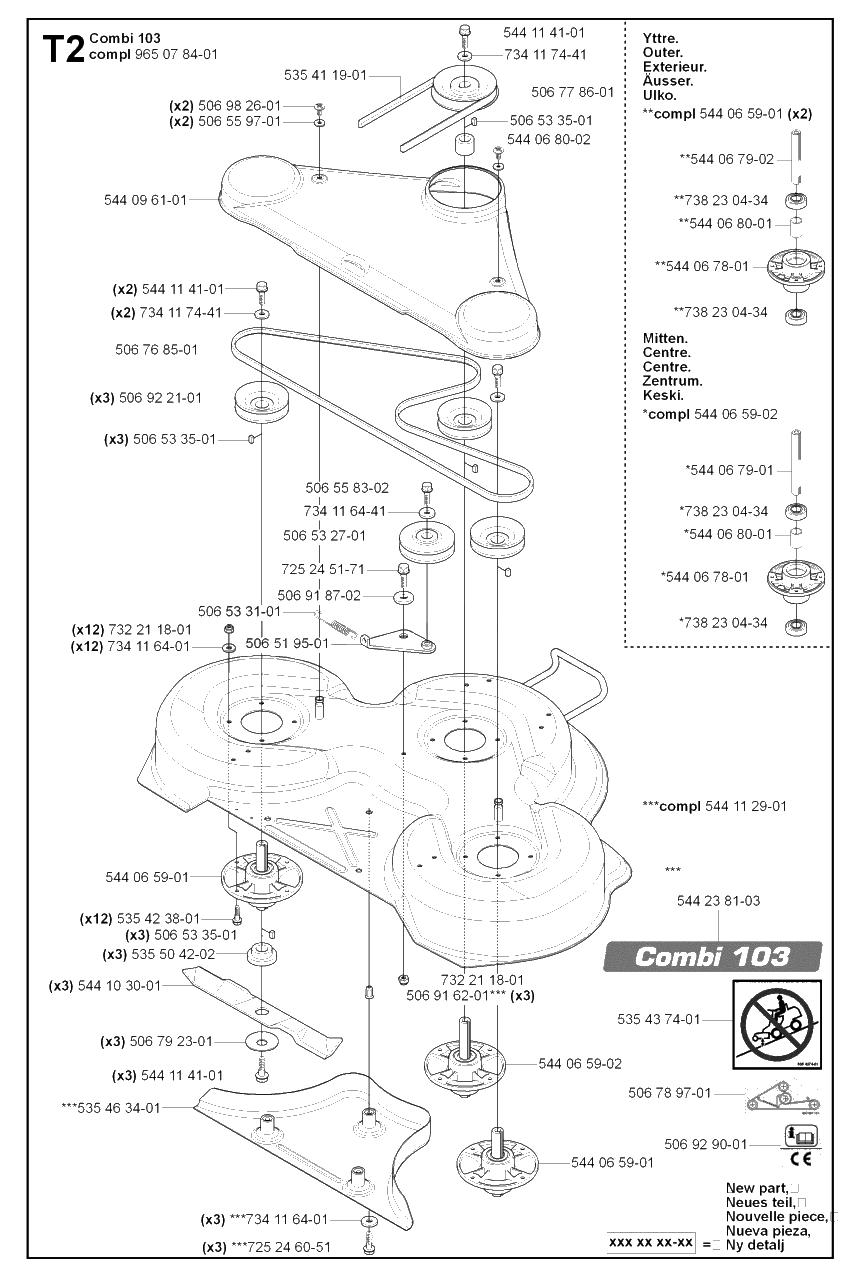 103cm Cutting Deck 4 Diagram and Parts List for R18PRO (953521901)(2007-03) Husqvarna Lawn Tractor