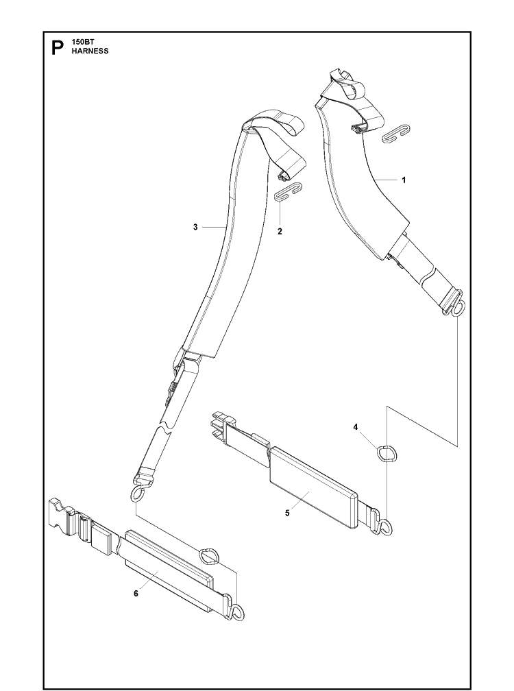 Harness Diagram and Parts List for 150BT  Husqvarna Leaf Blower / Vacuum