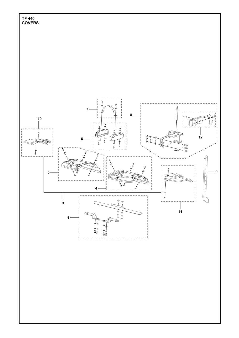 Covers Diagram and Parts List for TF440  Husqvarna Tiller