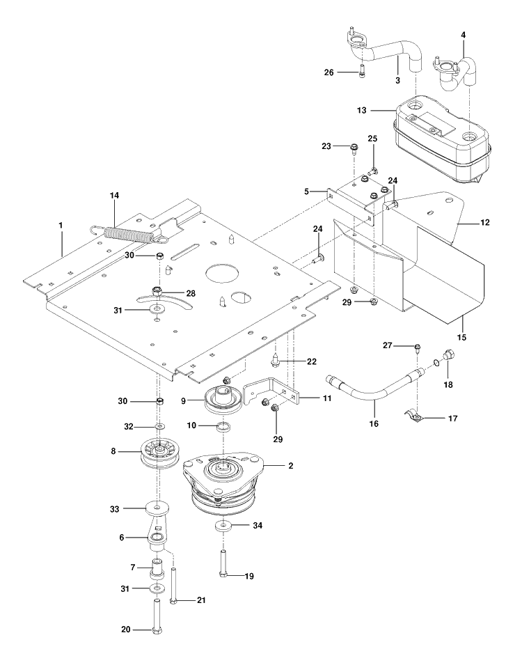 Engine Plate Diagram and Parts List for RZ5426 (967003606)(2013-08) Husqvarna Lawn Mower
