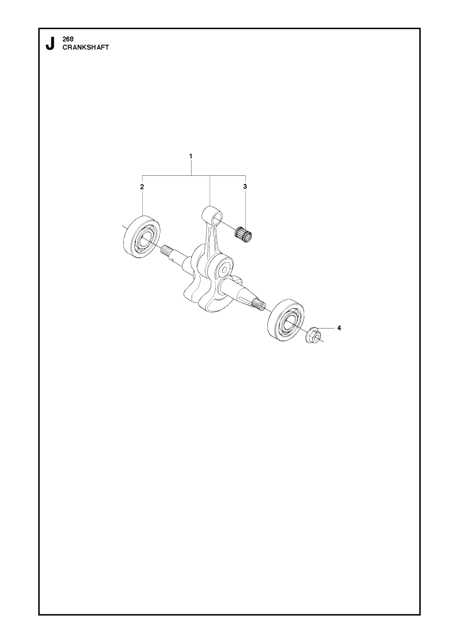 Crankshaft Diagram and Parts List for 268 20182200001 & Above Husqvarna Chainsaw