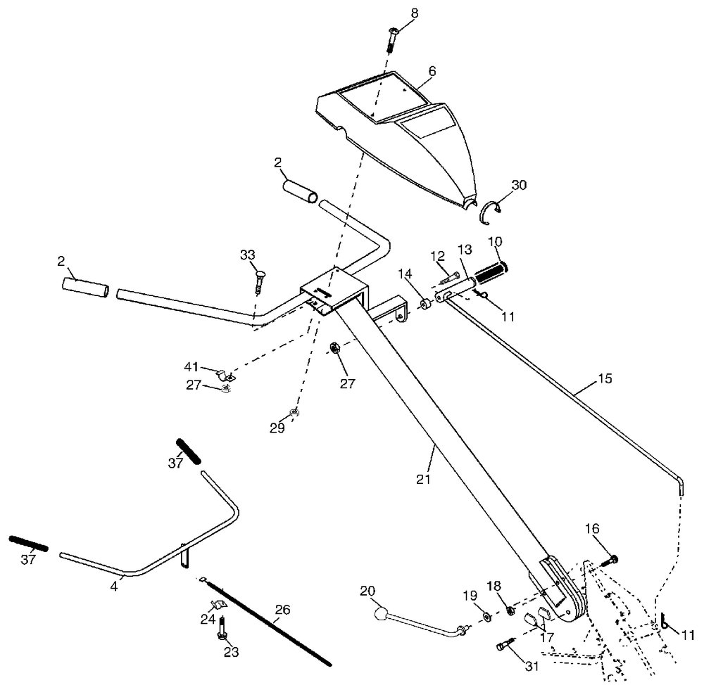 Handle Assembly Diagram and Parts List for 500RTT (954329318-B)(2003-11) Husqvarna Tiller