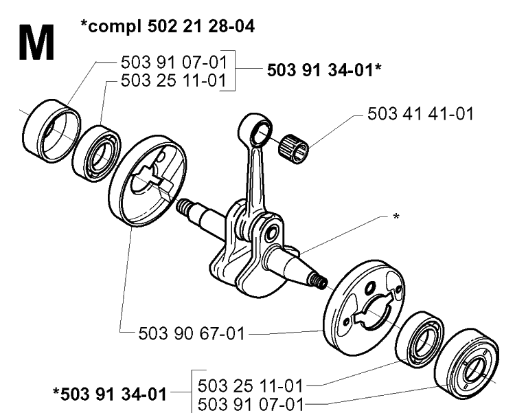 Crankshaft Diagram and Parts List for 232RD 20001400001-Current Husqvarna Brush Cutter