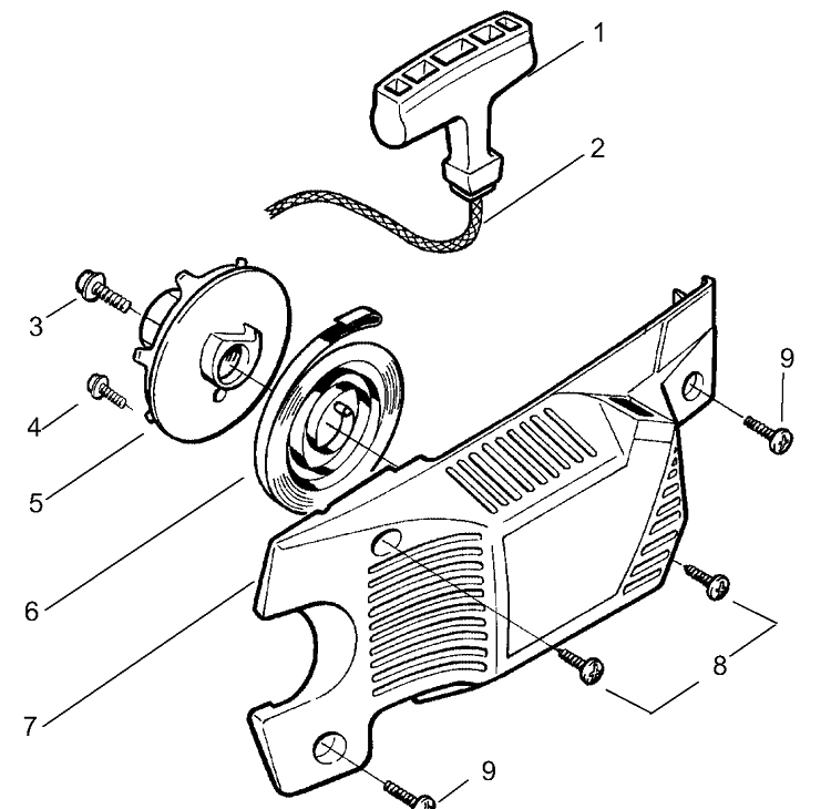 Starter Diagram and Parts List for 136LE 2001-06 Husqvarna Chainsaw