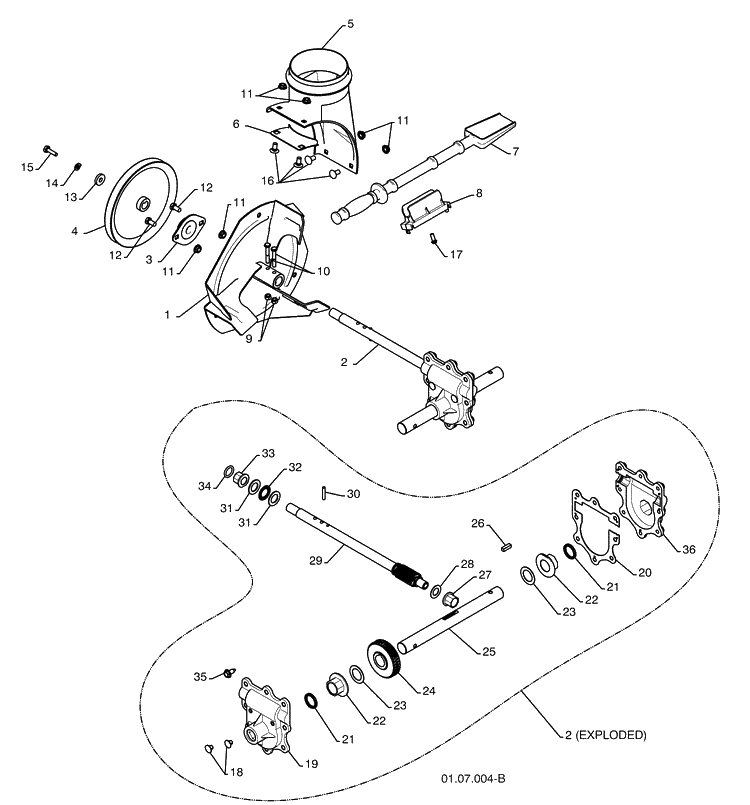 Impeller / Auger Gearbox Diagram and Parts List for 924SB (96193003500)(2008-10) Husqvarna Snow Blower