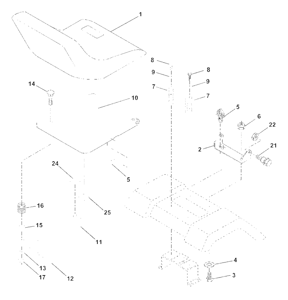 Seat Assembly Diagram and Parts List for YTH1542XP (954567253-A)(2001-01) Husqvarna Lawn Tractor