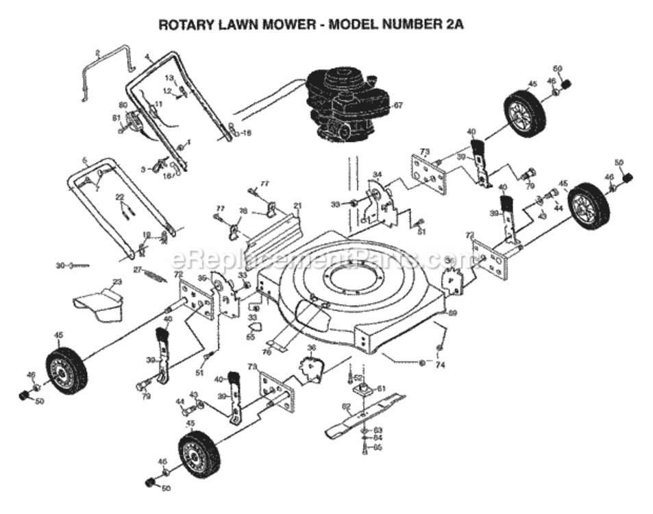 Page A Diagram and Parts List for 2A 1999 And Before Husqvarna Lawn Mower