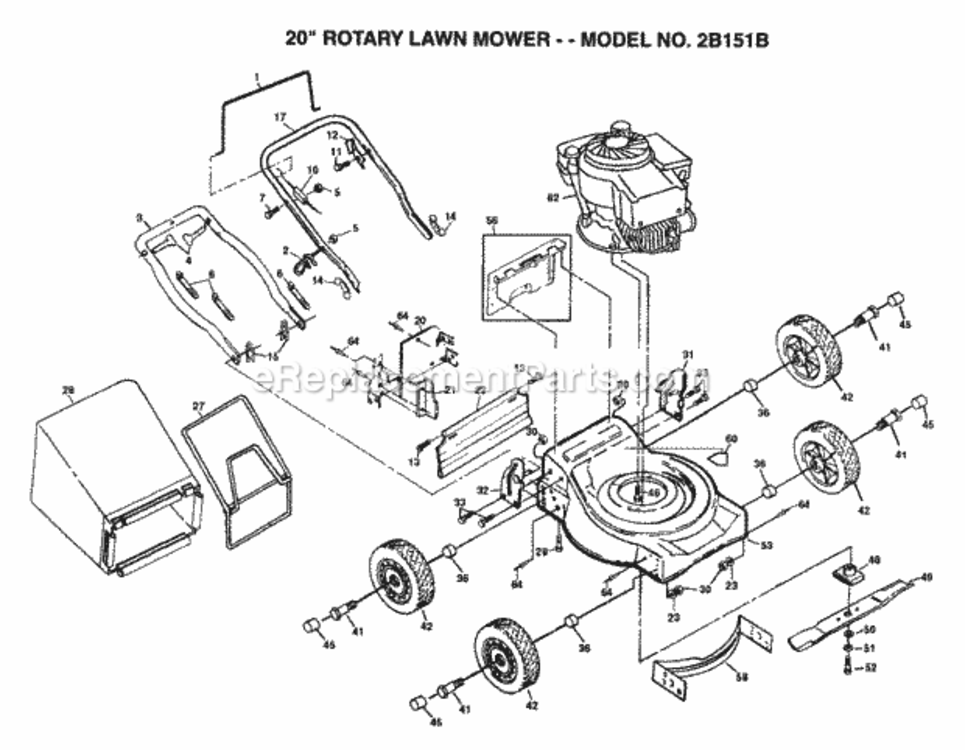Page A Diagram and Parts List for 2B151B 1999 And Before Husqvarna Lawn Mower