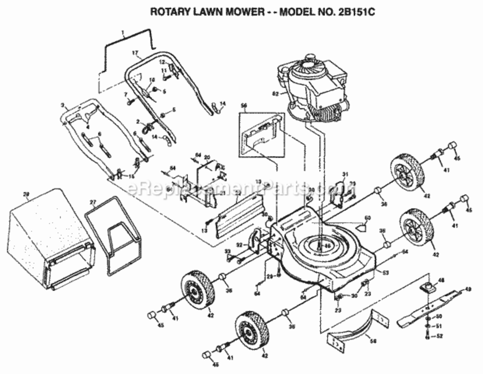 Page A Diagram and Parts List for 2B151C 1995 Husqvarna Lawn Mower