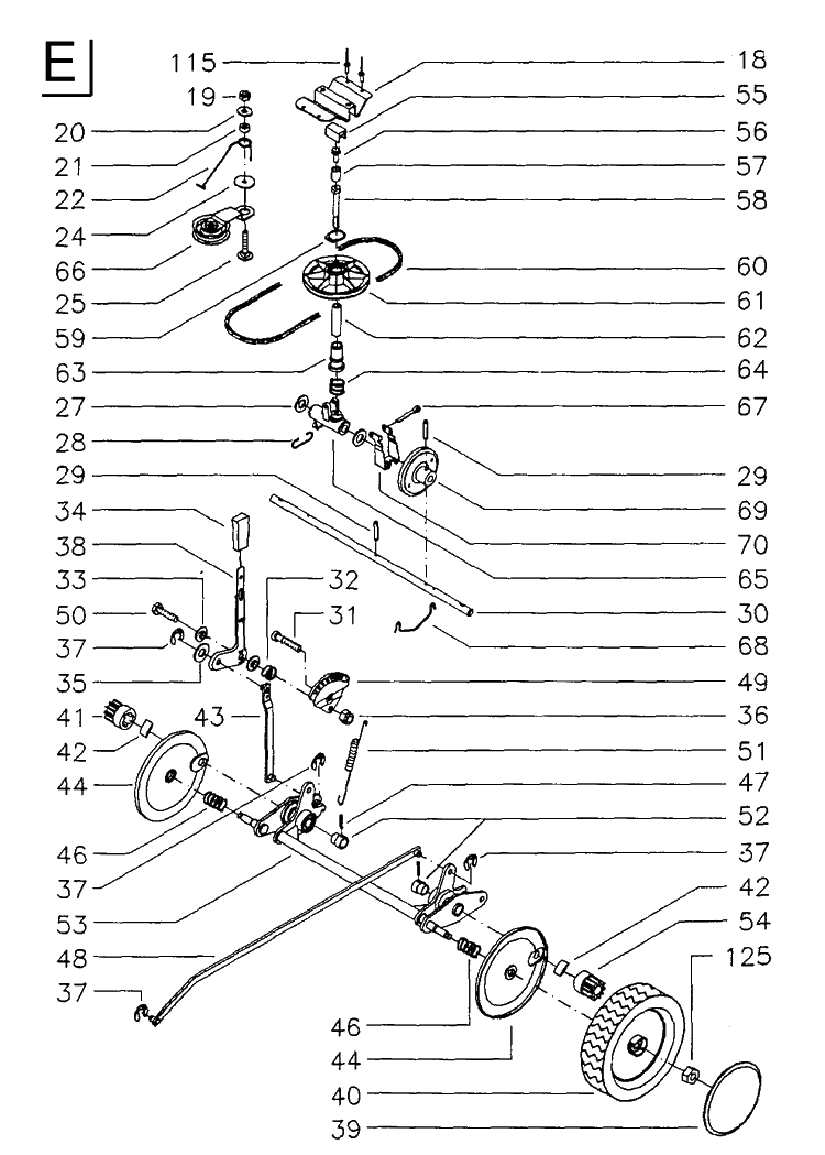 Drive Diagram and Parts List for ROYAL53 1998-11 Husqvarna Lawn Mower