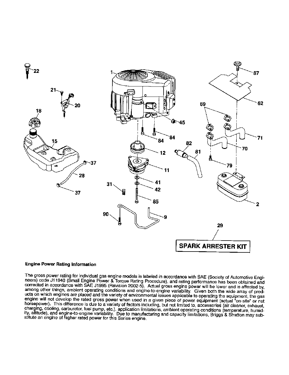 Engine Diagram and Parts List for YTH2348-917287561  Husqvarna Lawn Tractor
