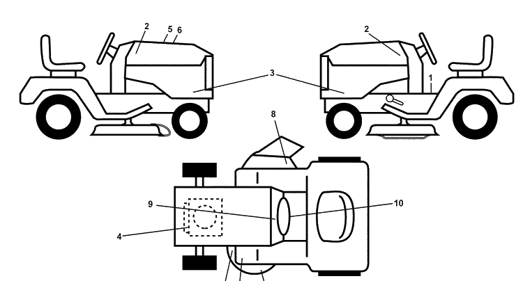 Decals Diagram and Parts List for 2042LS (96043007500)(2008-11) Husqvarna Lawn Mower