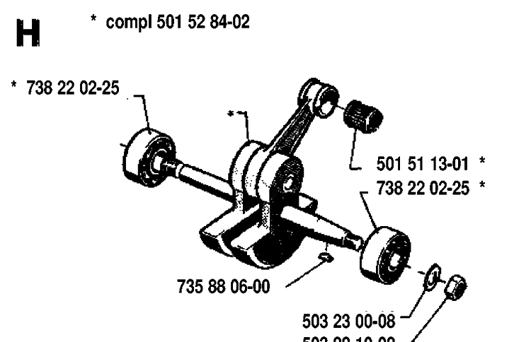 Crankshaft Diagram and Parts List for 268 19933600001-19970100000 Husqvarna Chainsaw