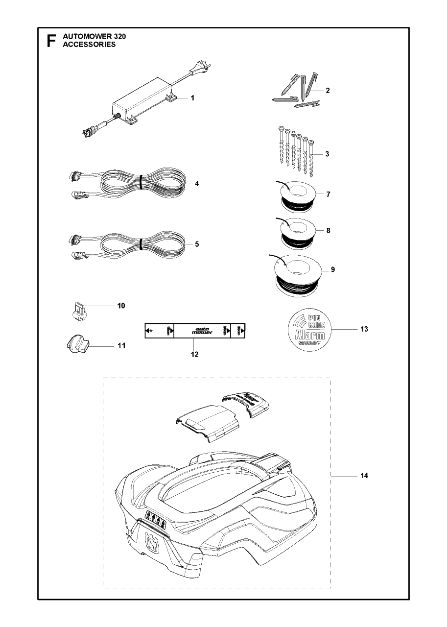 Accessories 2 Diagram and Parts List for 320 2014-02 Husqvarna Lawn Mower