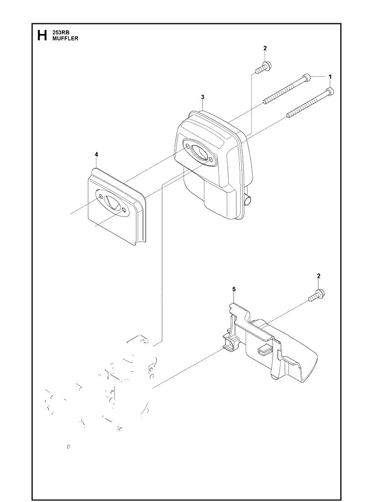 Muffler Diagram and Parts List for 253RB 20101000001-20182200000 Husqvarna Brush Cutter