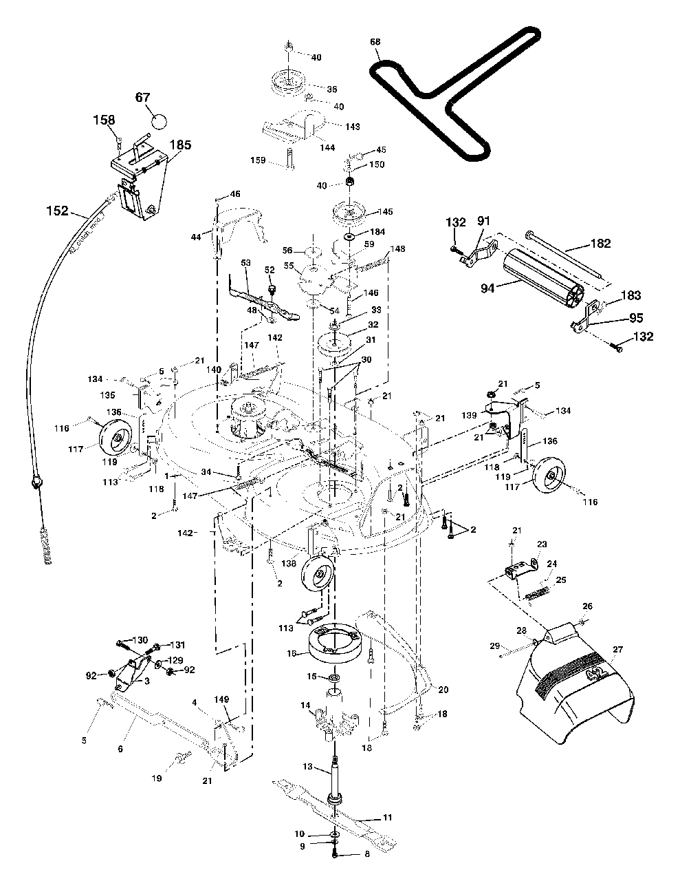 Mower Deck Diagram and Parts List for LTH2042 (954571953-B)(2004-01) Husqvarna Lawn Tractor