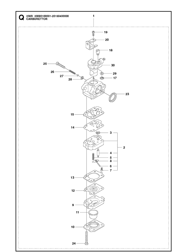 Carburetor 2 Diagram and Parts List for 236R  Husqvarna Brush Cutter