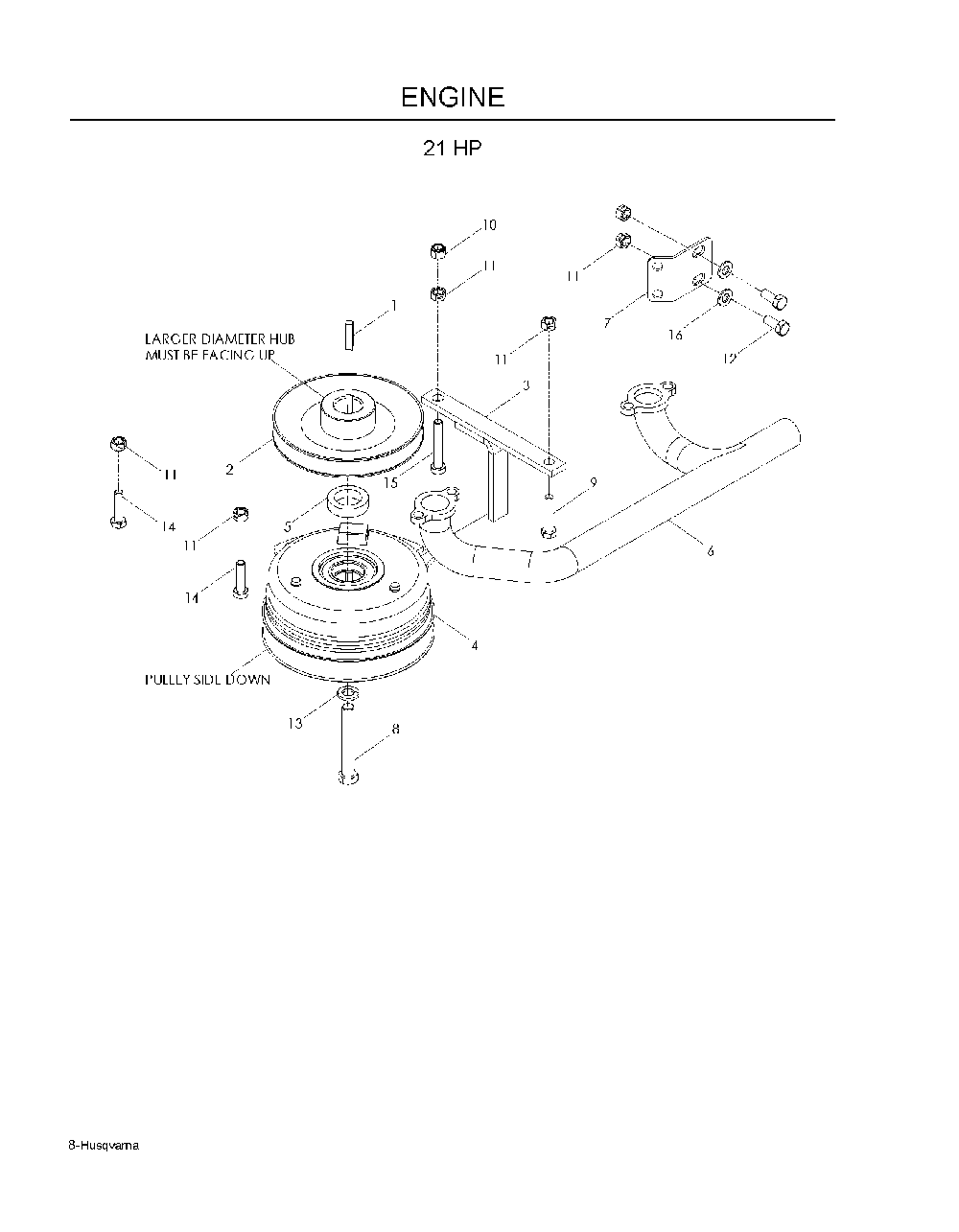 Engine Diagram and Parts List for WH5221EFQ968999599 2008-08 Husqvarna Lawn Mower