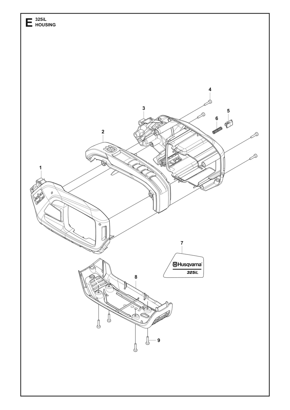Housing Diagram and Parts List for 325IL  Husqvarna Trimmer