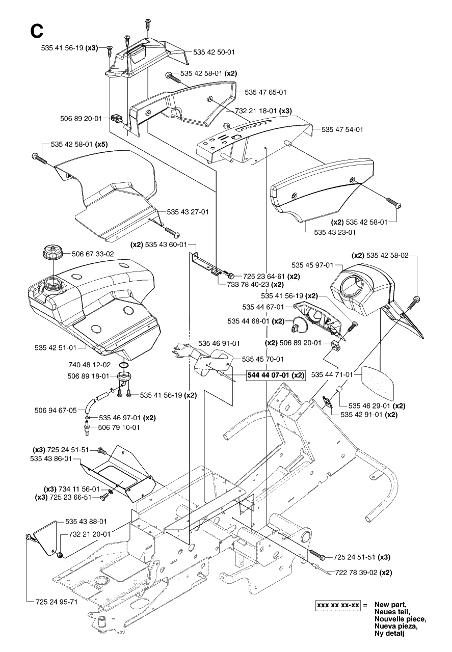 Cover Diagram and Parts List for PF21AWD (965095101)(2007-03) Husqvarna Lawn Tractor