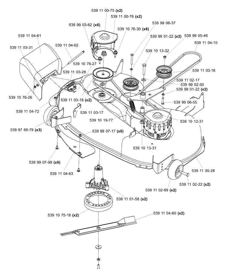 Deck Assembly 42 Inch Diagram and Parts List for Z4218KOA (968999282)(2005-08) Husqvarna Lawn Mower