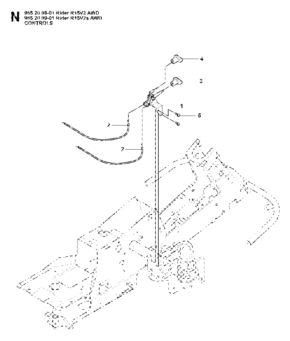 Controls Diagram and Parts List for RIDER15V2SAWD (965200901)(2008-01) Husqvarna Lawn Tractor