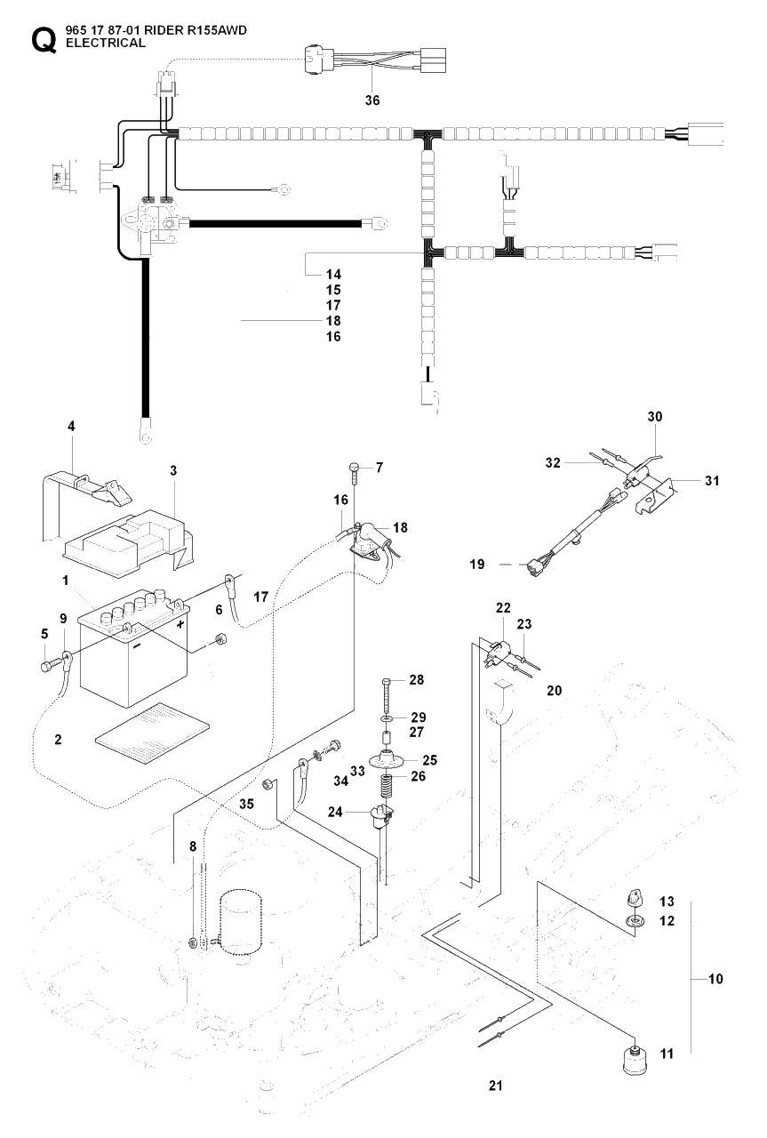 Electrical Diagram and Parts List for R155AWD (965178701)(2007-03) Husqvarna Lawn Tractor