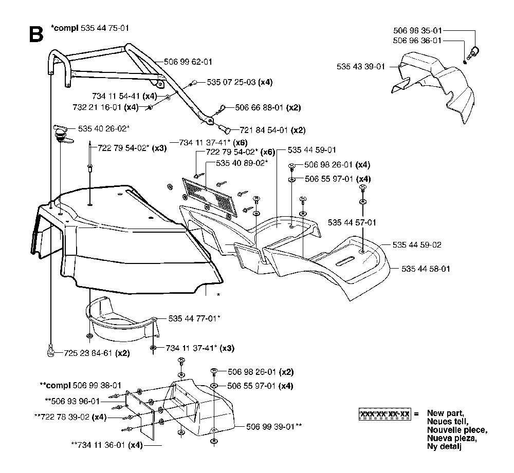 Cover Diagram and Parts List for RIDERPRO15 (953535001)(2004-01) Husqvarna Lawn Tractor