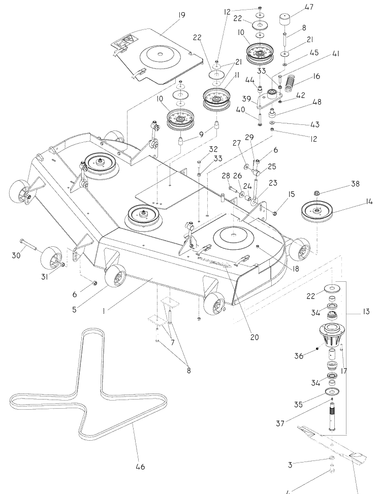 61 Inch Deck Diagram and Parts List for LZ6130 (968999675)(2007-12) Husqvarna Lawn Mower