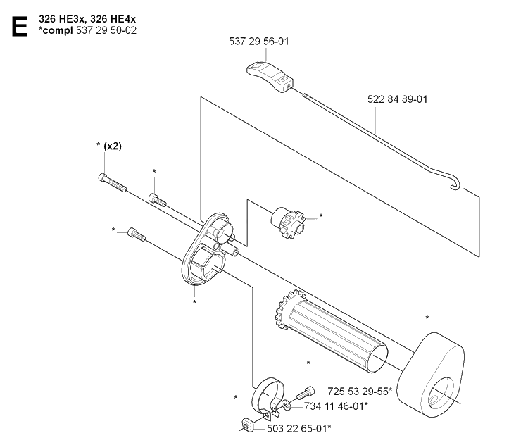 Controls Diagram and Parts List for 326HE3 (X-SERIES)(20090900001-Current) Husqvarna Hedge Trimmer