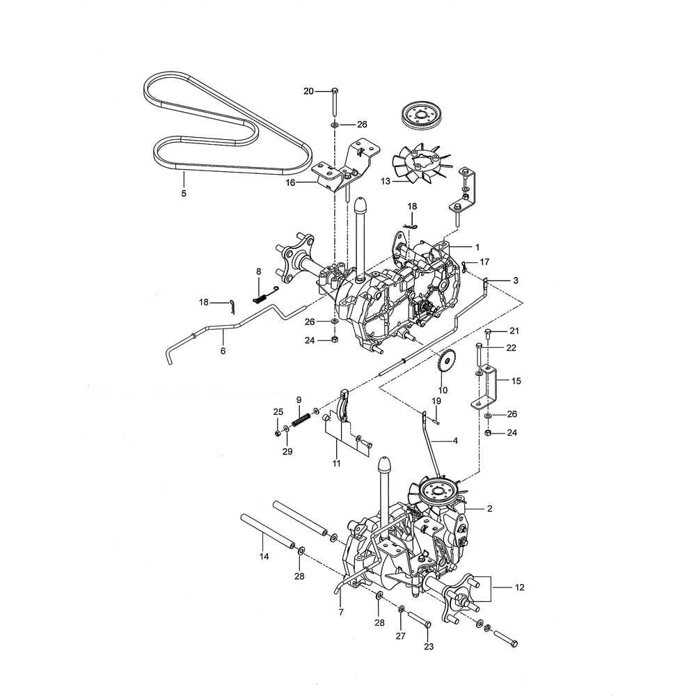Hydraulic Pump-Motor Diagram and Parts List for 967324101-00  Husqvarna Lawn Tractor
