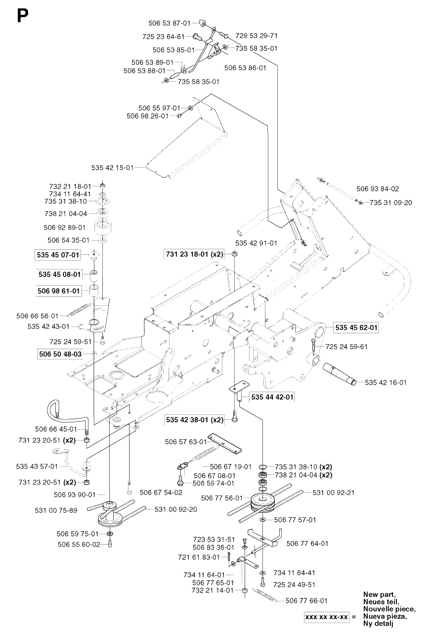 Frame 2 Diagram and Parts List for PF18 2003-02 Husqvarna Lawn Tractor