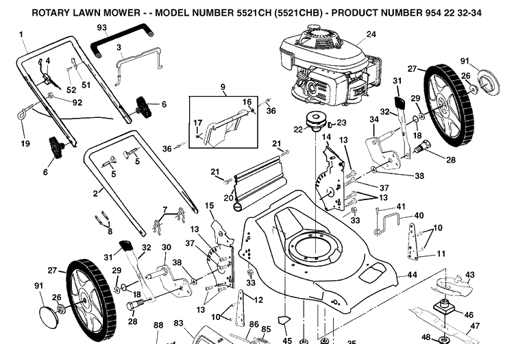Repair Parts 2 Diagram and Parts List for 5521CH (954223234)(2003-06) Husqvarna Lawn Mower